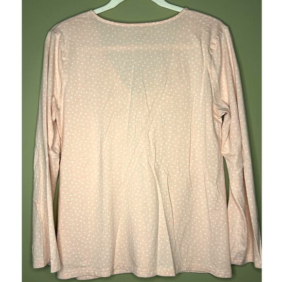 Garnet Hill Light Pink LS Lounge Pajama Set Polka Dot Twist Front Size Small - Picture 6 of 9